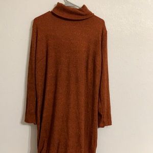 Tacera Women's Ribbed Long Sleeved Turtle Neck Sweater Dress Orange